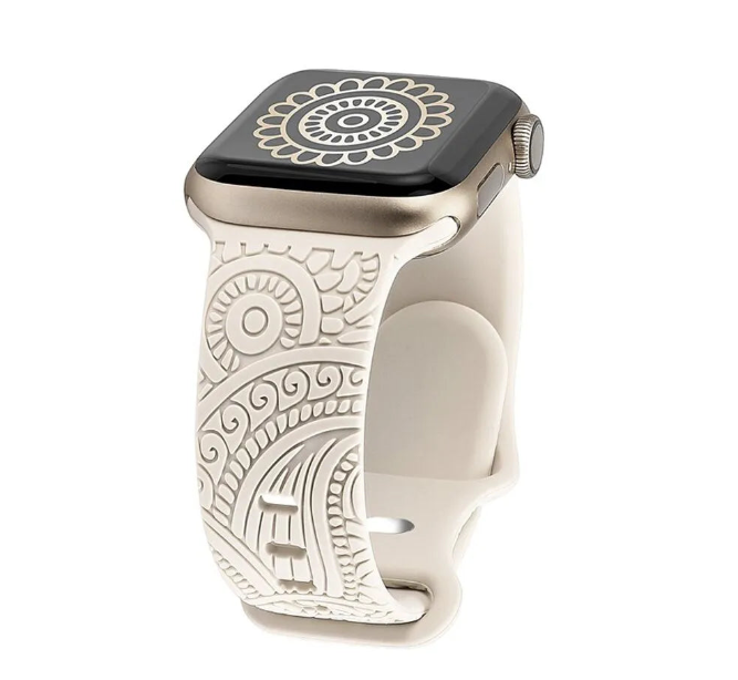 Bracelet en silicone avec motif gravé à chaud pour Apple Watch