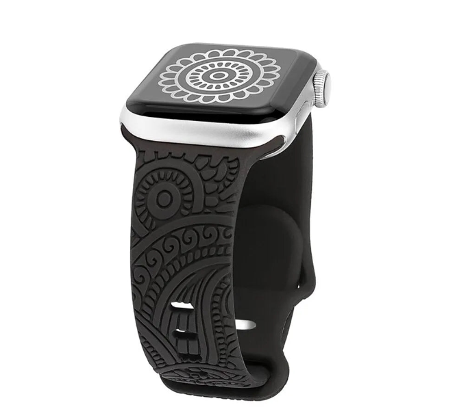 Bracelet en silicone avec motif gravé à chaud pour Apple Watch