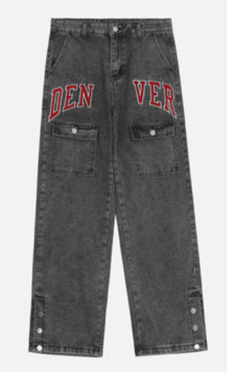 Bestickte Baggy-Jeans