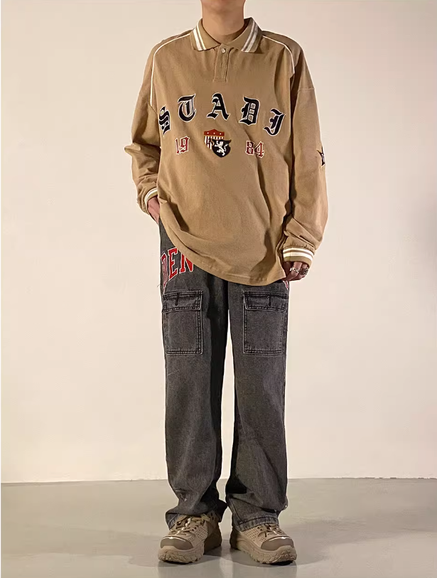 Bestickte Baggy-Jeans