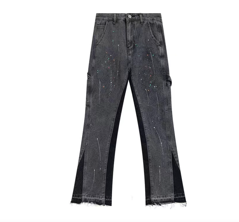 Jeans mit geradem Bein und Tintenspritzer-Print