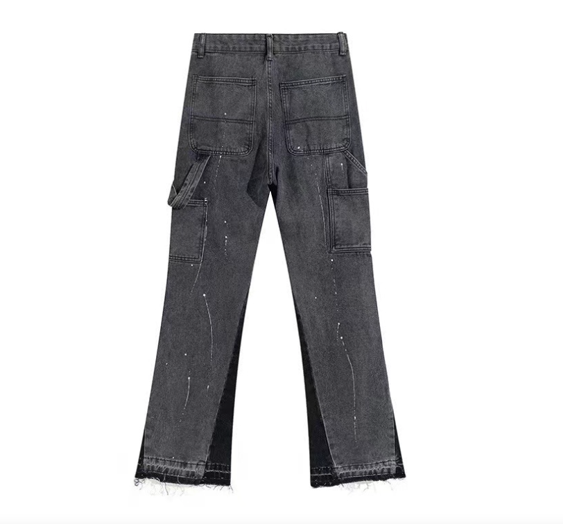 Jeans mit geradem Bein und Tintenspritzer-Print