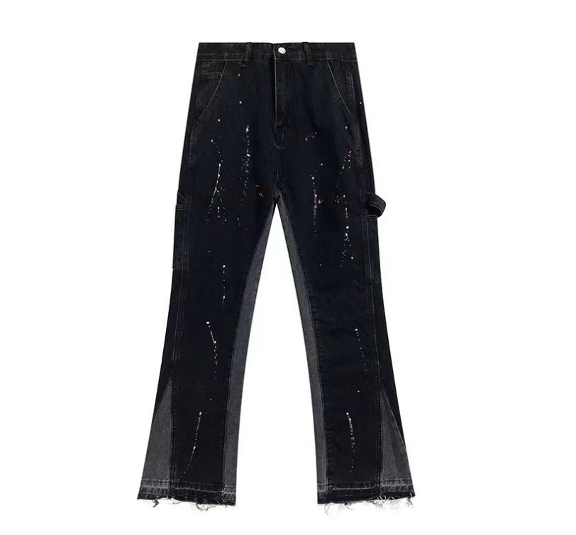 Jeans mit geradem Bein und Tintenspritzer-Print