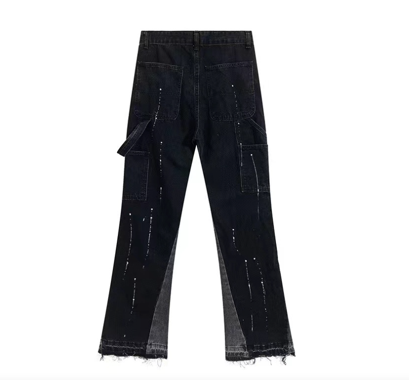 Jeans mit geradem Bein und Tintenspritzer-Print