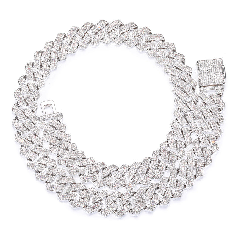Diamant - Gold 14MM S-Link Diamant Zinke Kubanische Kette