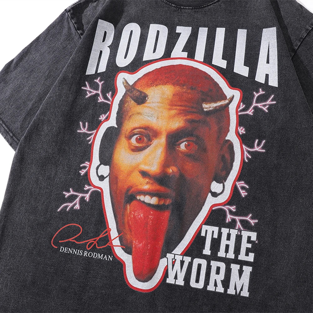RODZILLA Modisches, lockeres T-Shirt mit Grafik im Vintage-Stil