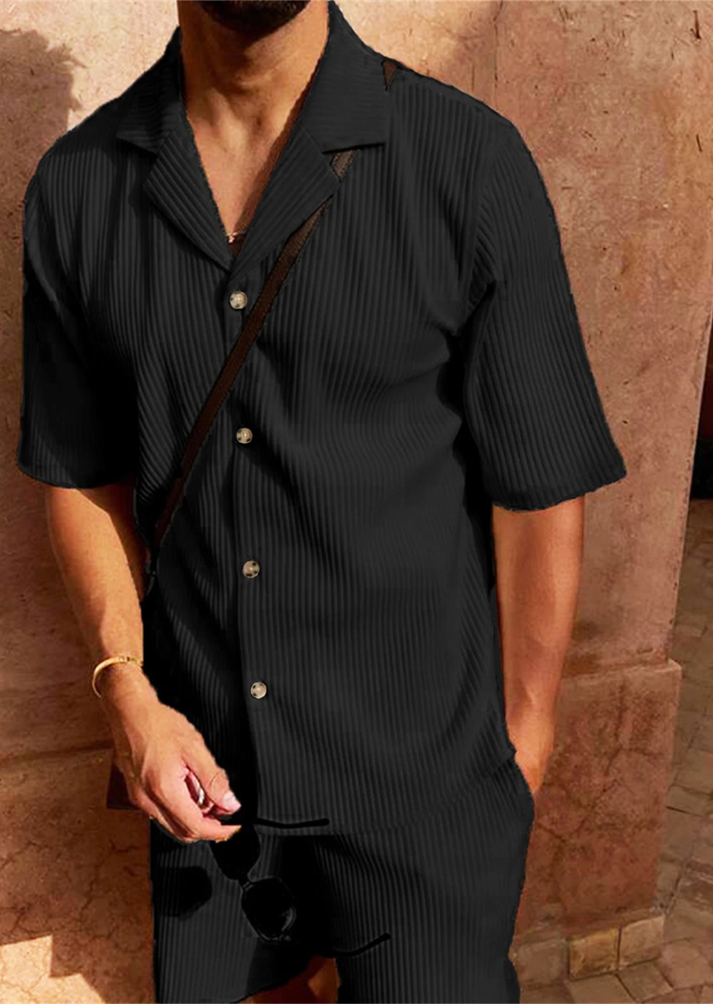 🔥 Herren Sommer Cord Set – Leichtes Hemd & Shorts für einen stylischen, entspannten Look