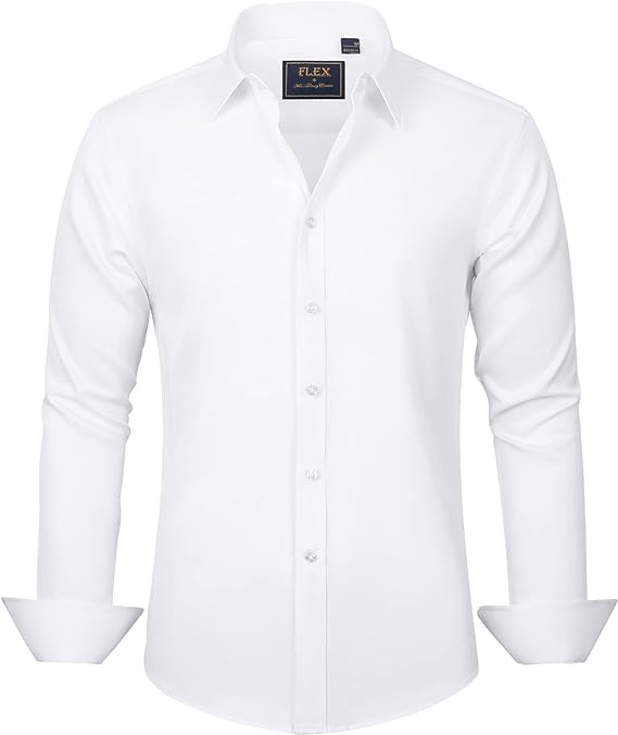 Herrenhemd, einfarbig, langärmelig, dehnbar, knitterfrei, Button-Down