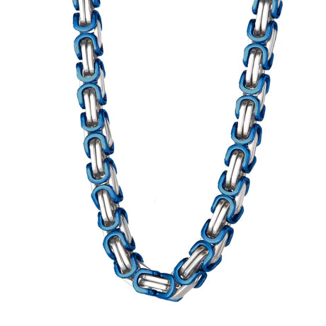 8 mm blaue und silberne byzantinische Kette