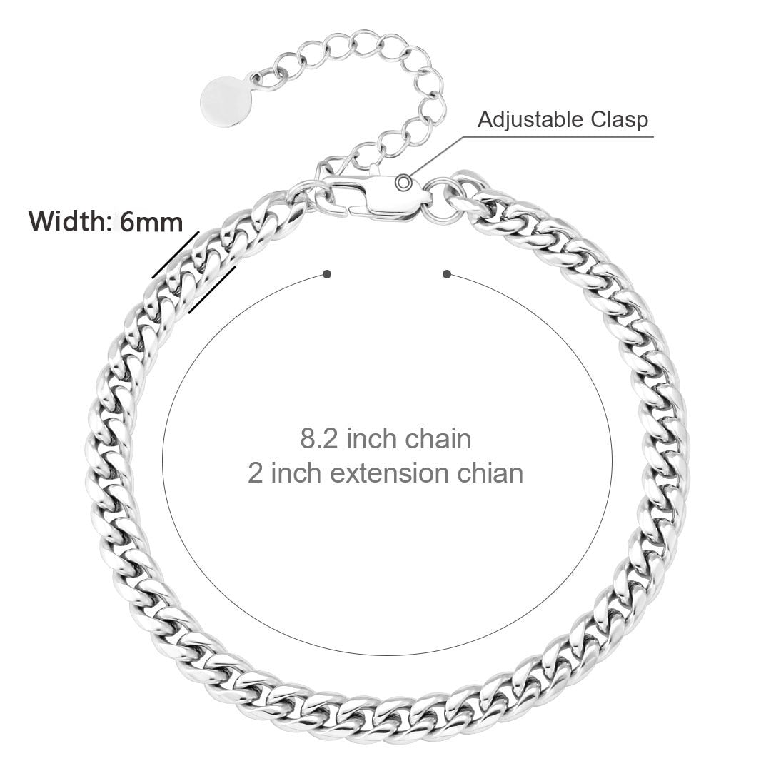 Bracelet de cheville cubain minimaliste réglable de 6 mm