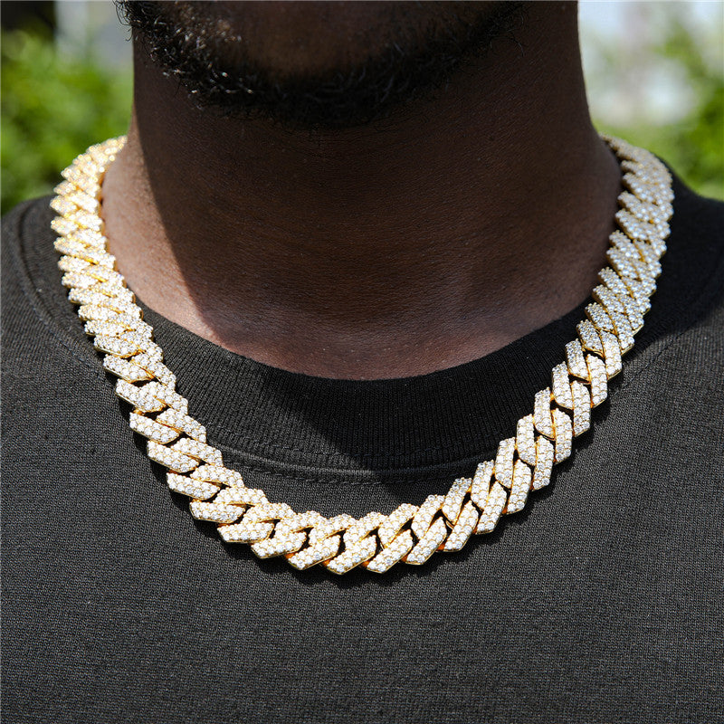 Diamant - Gold 14MM S-Link Diamant Zinke Kubanische Kette