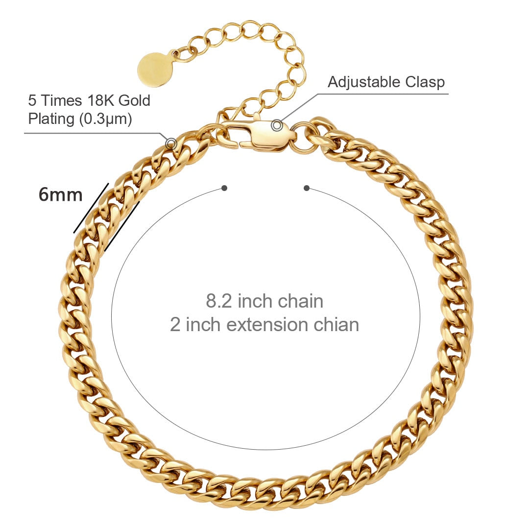 Bracelet de cheville cubain minimaliste réglable de 6 mm