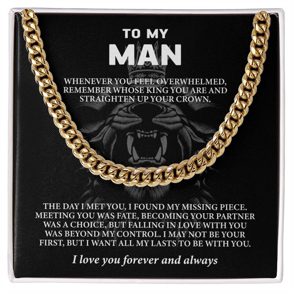 Collier avec message « À mon homme – Mari ou petit ami (je t'aime pour toujours et à jamais) »