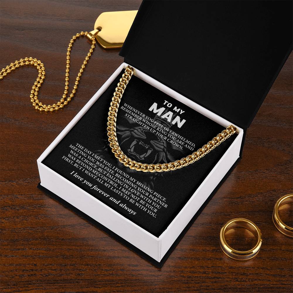 Collier avec message « À mon homme – Mari ou petit ami (je t'aime pour toujours et à jamais) »