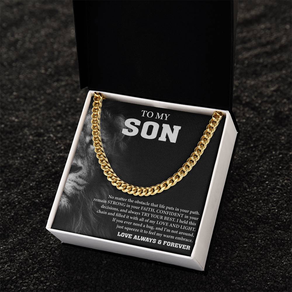 To My Son Message Card Cuban Chain