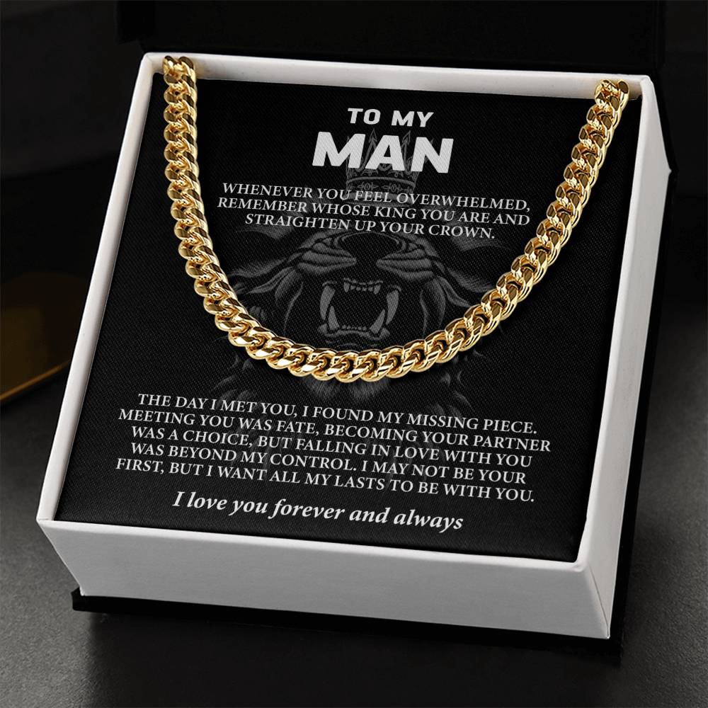 Collier avec message « À mon homme – Mari ou petit ami (je t'aime pour toujours et à jamais) »