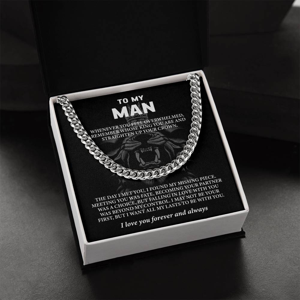 Collier avec message « À mon homme – Mari ou petit ami (je t'aime pour toujours et à jamais) »
