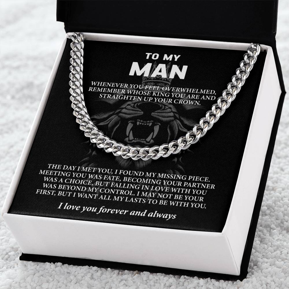 Collier avec message « À mon homme – Mari ou petit ami (je t'aime pour toujours et à jamais) »