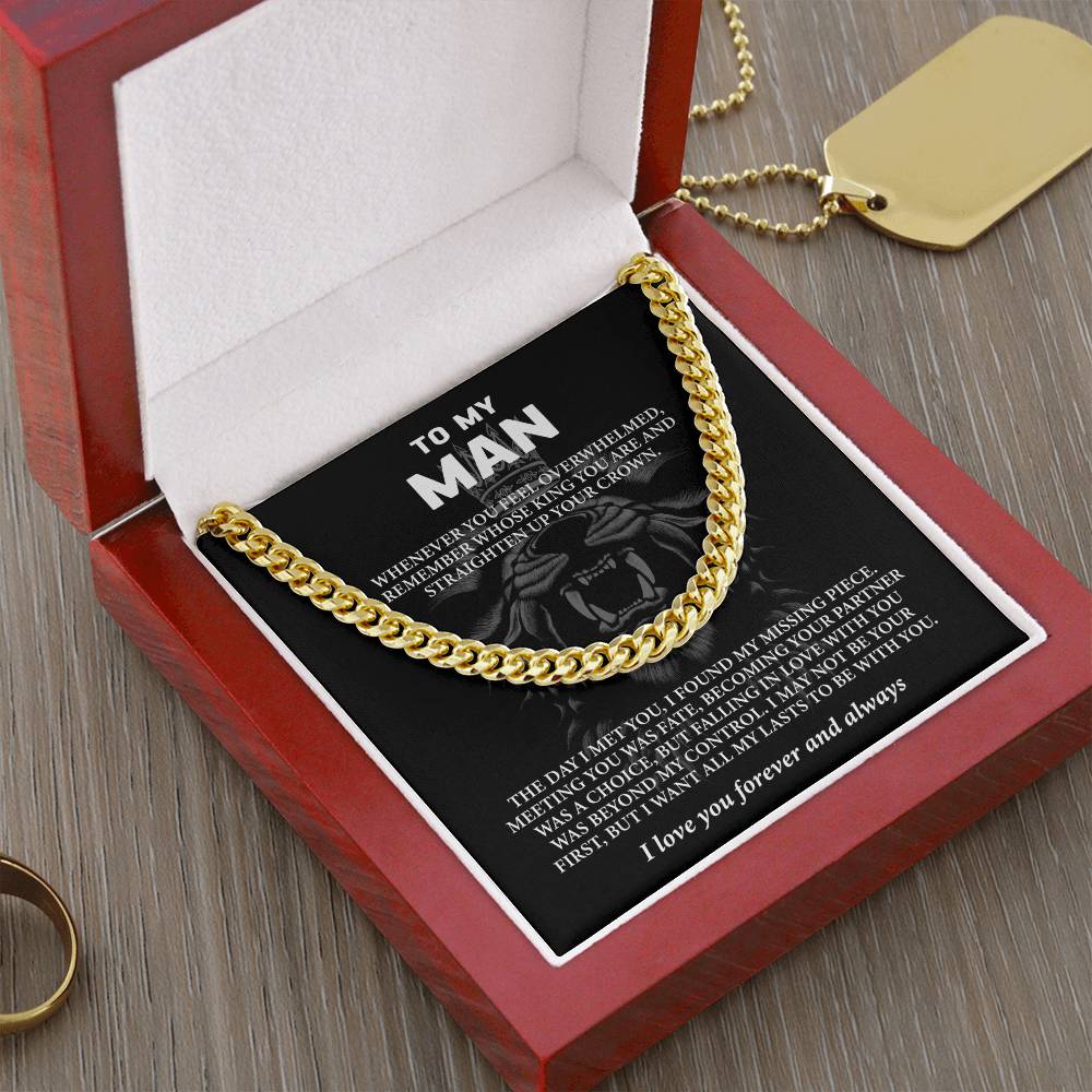 Collier avec message « À mon homme – Mari ou petit ami (je t'aime pour toujours et à jamais) »