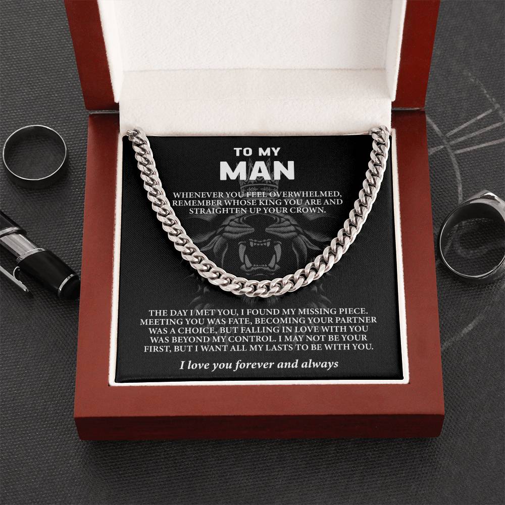 Collier avec message « À mon homme – Mari ou petit ami (je t'aime pour toujours et à jamais) »