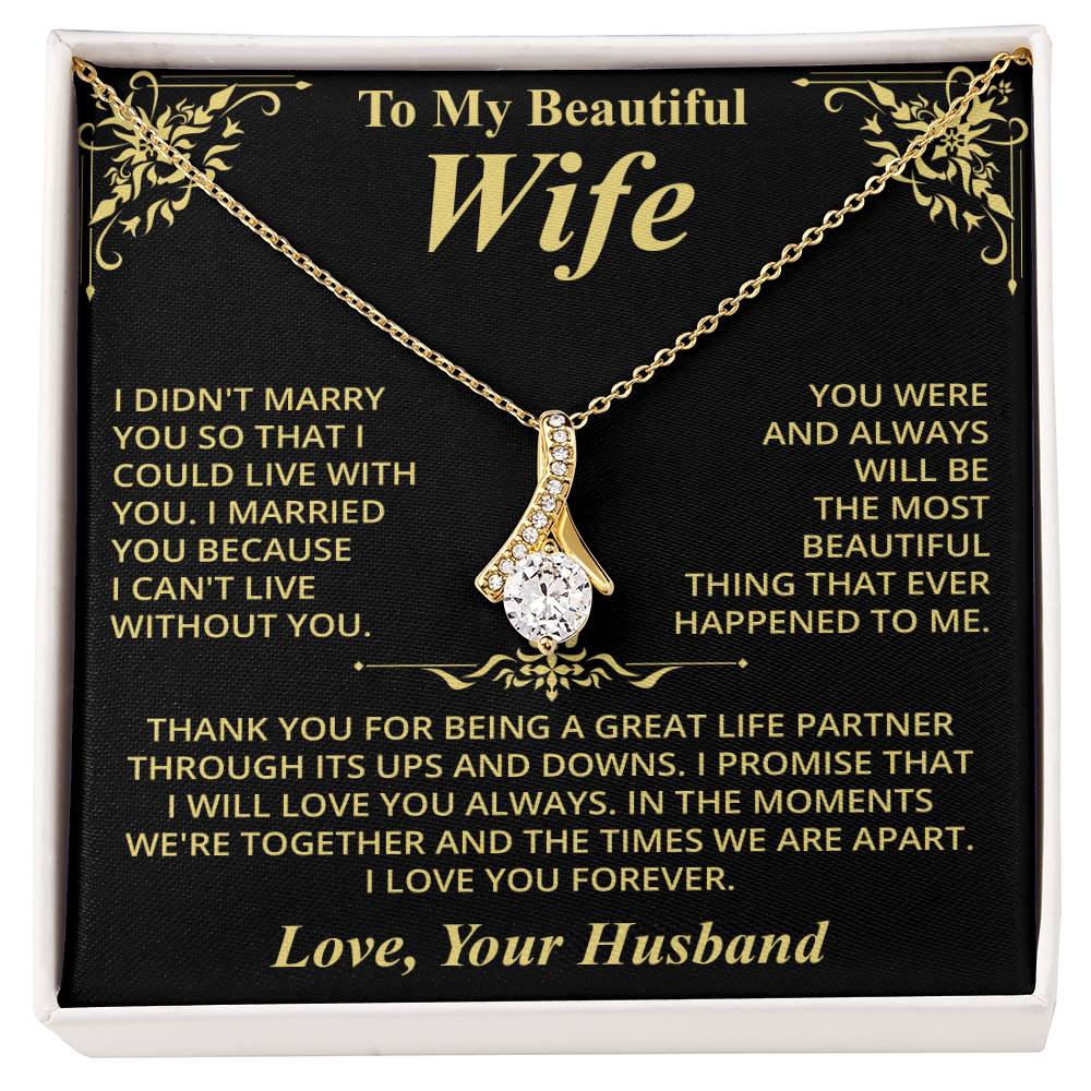 Collier avec message « À ma belle épouse (amour, ton mari) »