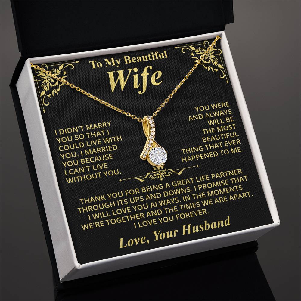 Collier avec message « À ma belle épouse (amour, ton mari) »