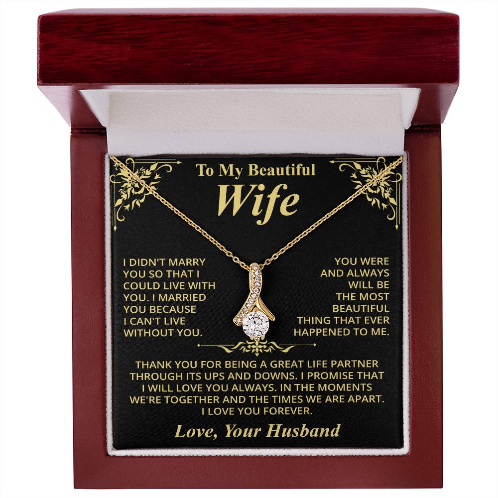 Collier avec message « À ma belle épouse (amour, ton mari) »