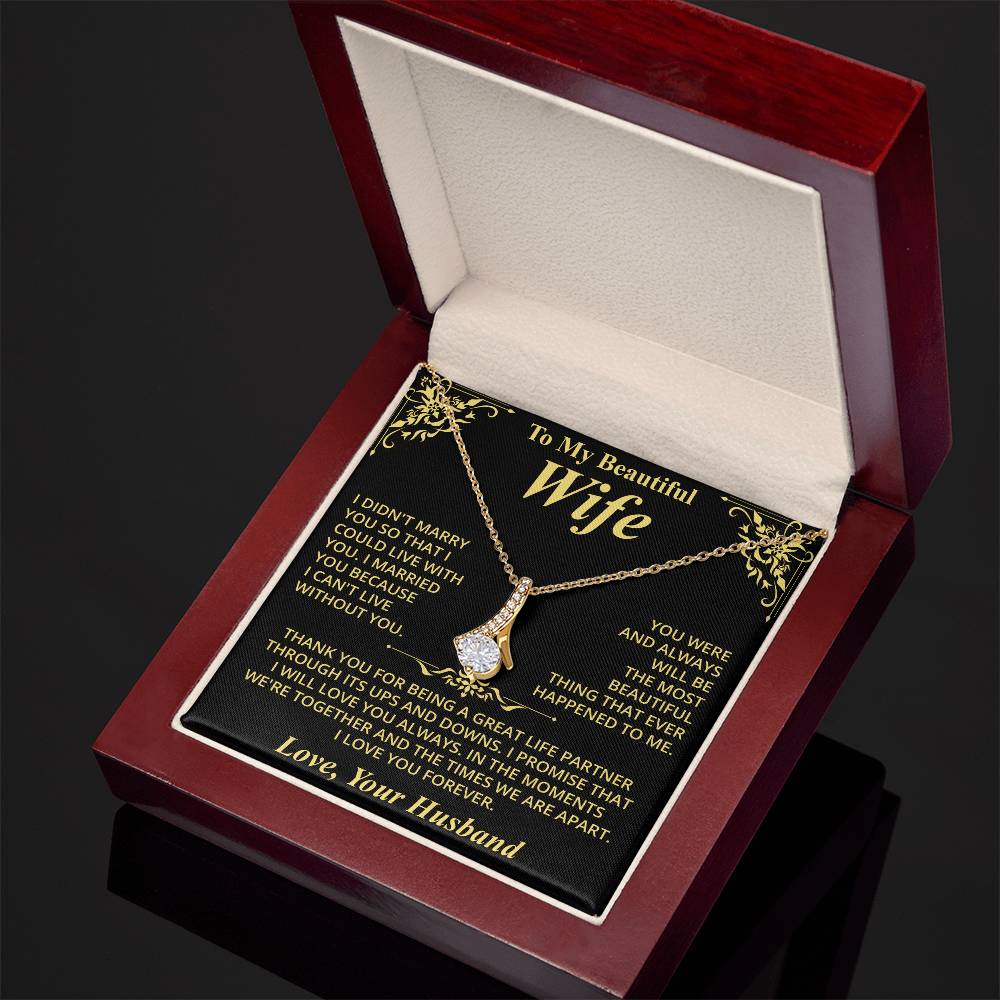 Collier avec message « À ma belle épouse (amour, ton mari) »