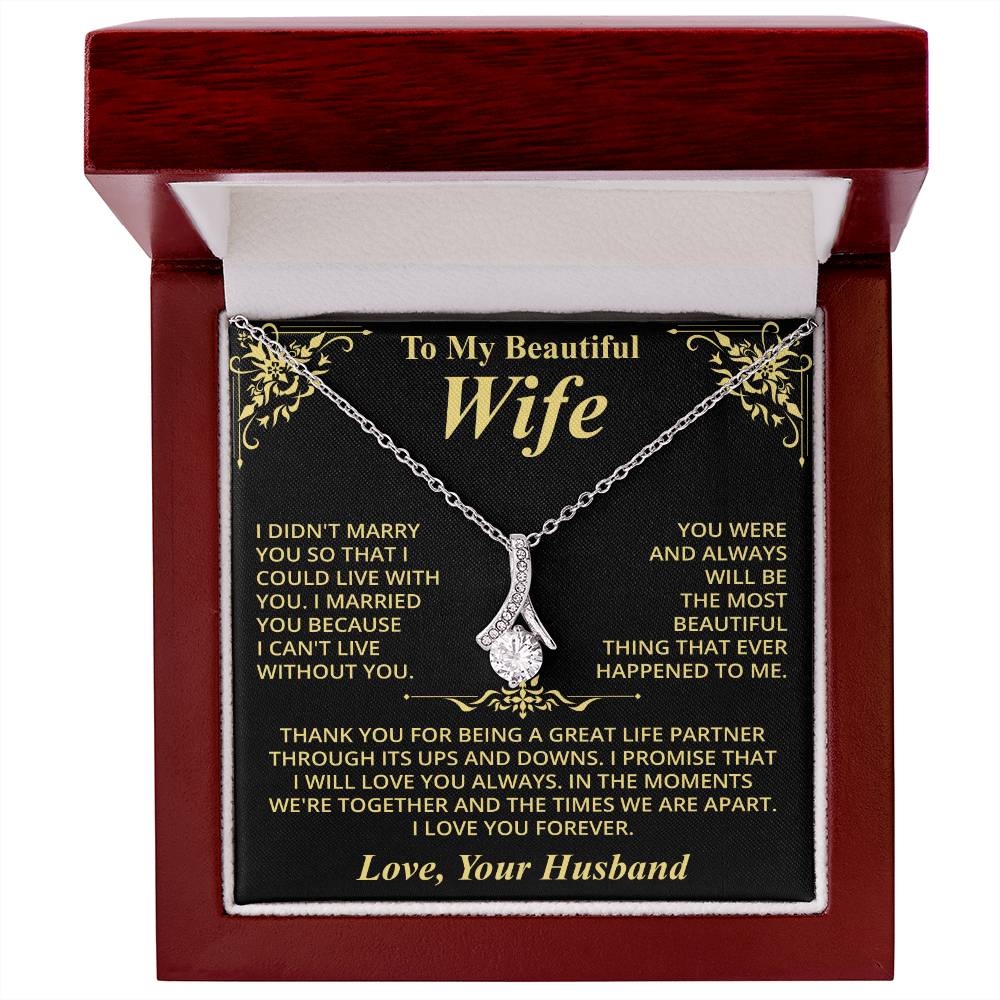Collier avec message « À ma belle épouse (amour, ton mari) »