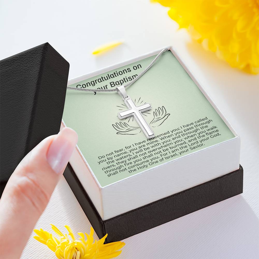 Taufgeschenk Nachricht Karte Kreuz Halskette