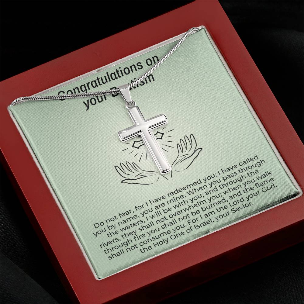Taufgeschenk Nachricht Karte Kreuz Halskette