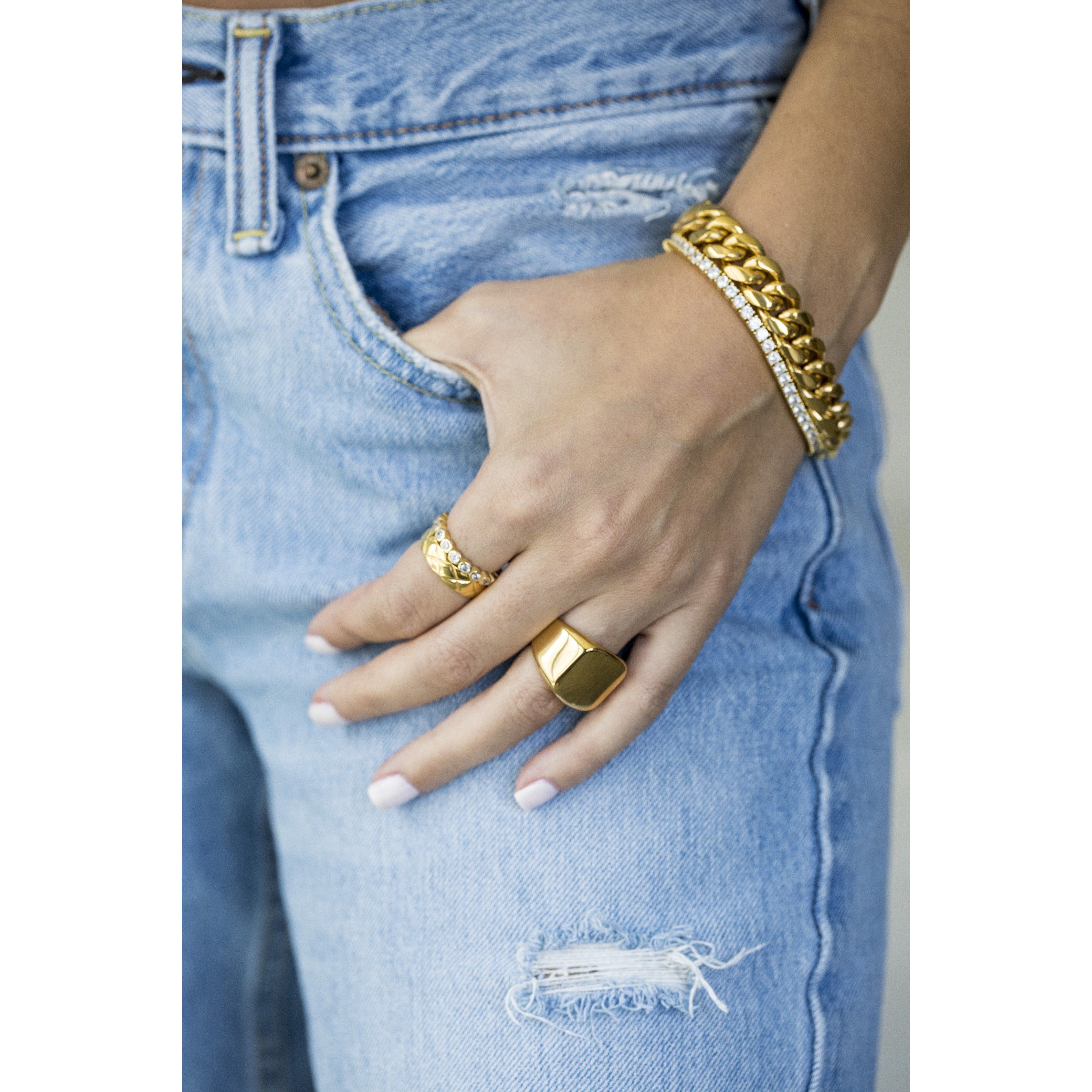 Diana – Klobiges kubanisches Gliederarmband aus Gold