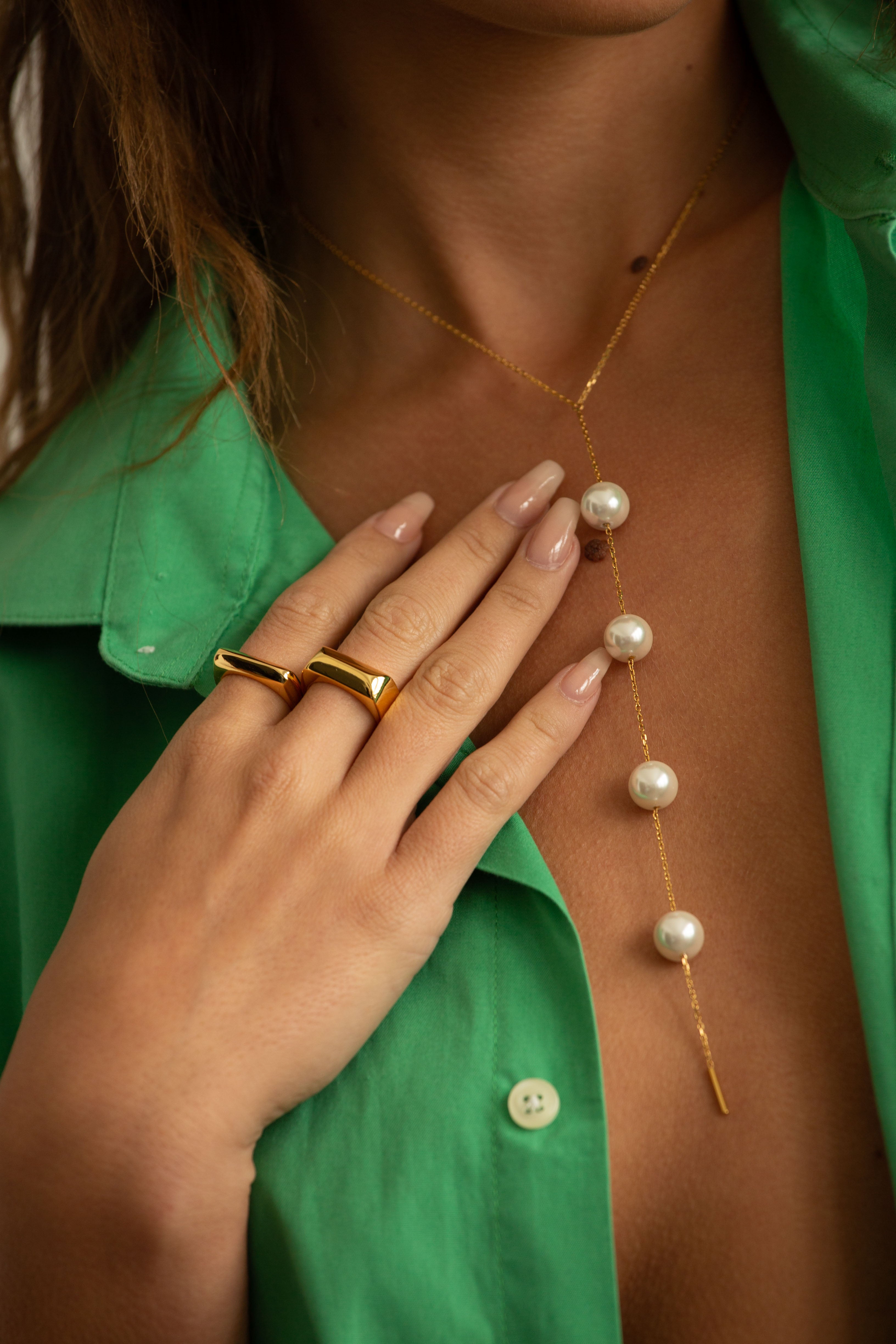 Statement-Halskette „Celeste Pearl Lariat“