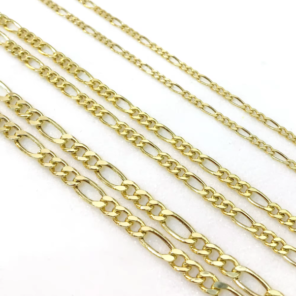 1,4 mm Figarokette aus massivem 18 Karat Gold