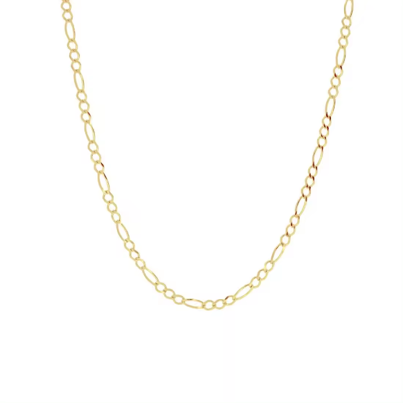 1,4 mm Figarokette aus massivem 18 Karat Gold