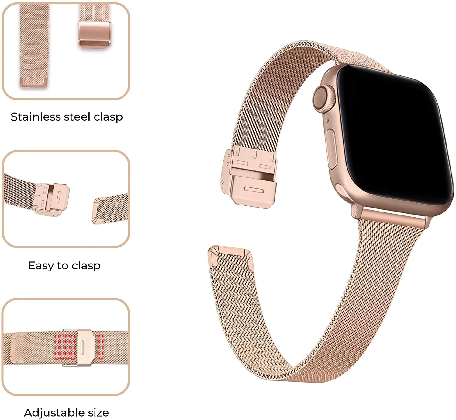 Schmal geschnittenes Metallarmband für die Apple Watch
