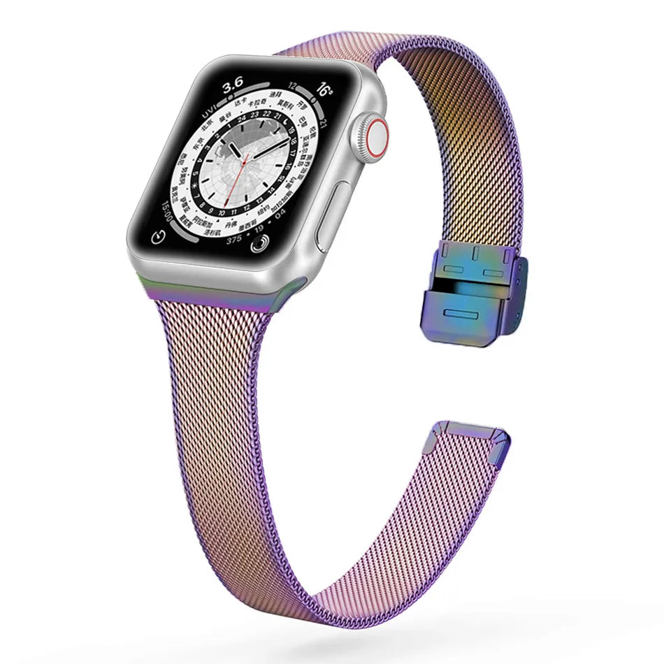 Schmal geschnittenes Metallarmband für die Apple Watch