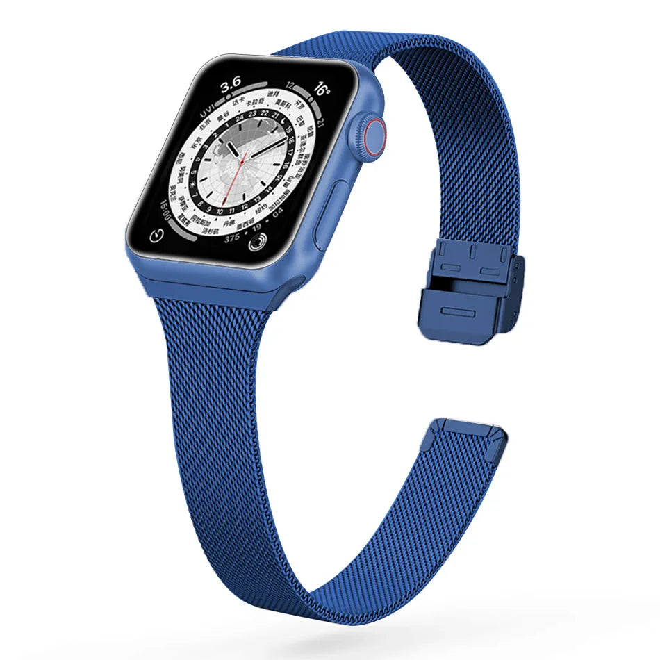 Schmal geschnittenes Metallarmband für die Apple Watch