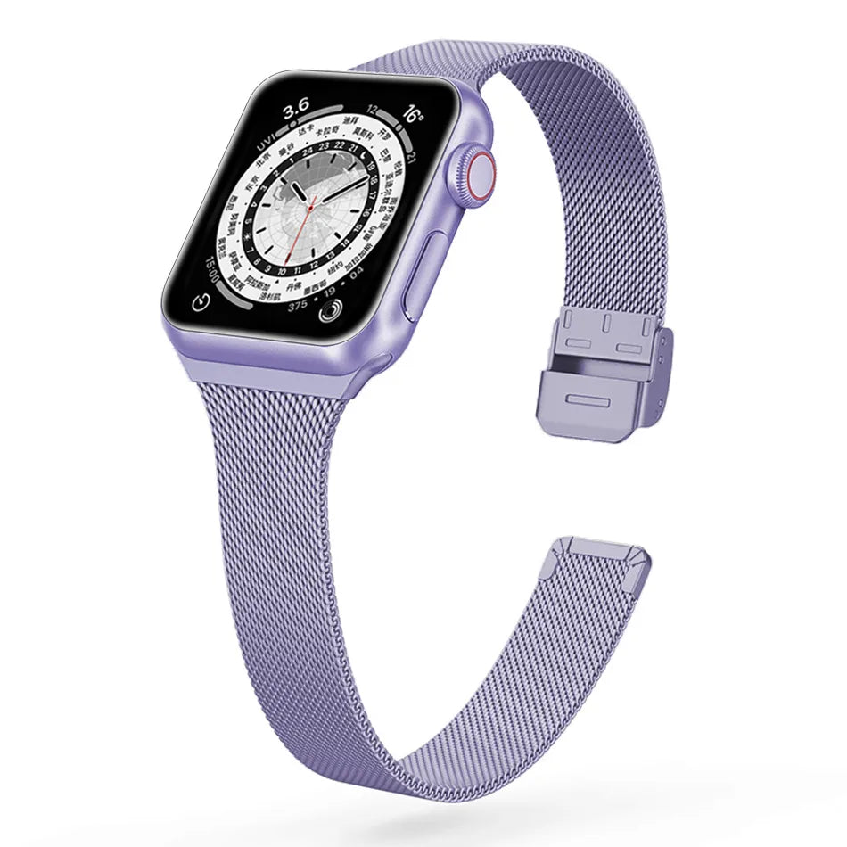 Schmal geschnittenes Metallarmband für die Apple Watch
