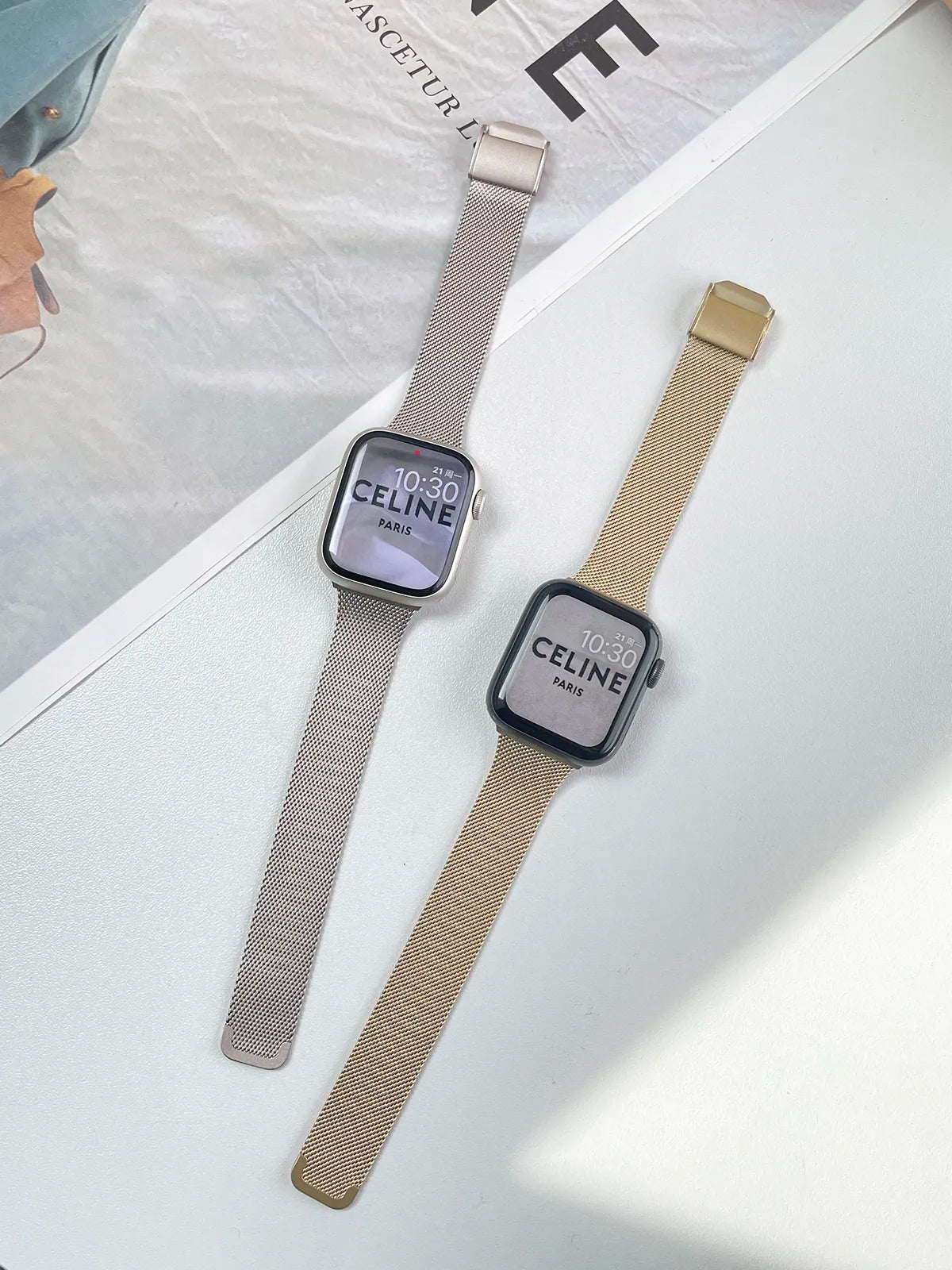 Schmal geschnittenes Metallarmband für die Apple Watch