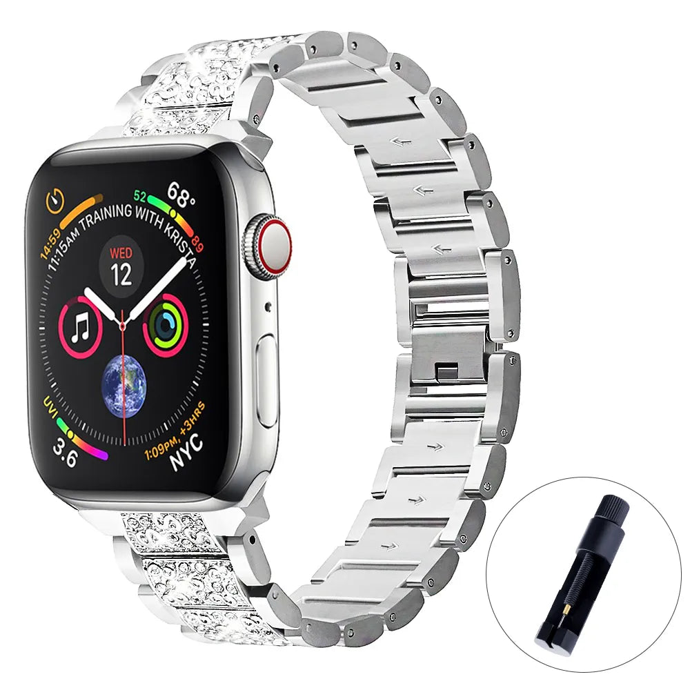 Bracelet de montre Apple en diamant Bling