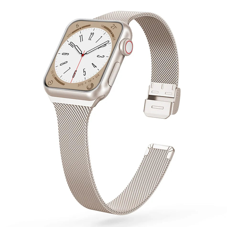 Schmal geschnittenes Metallarmband für die Apple Watch