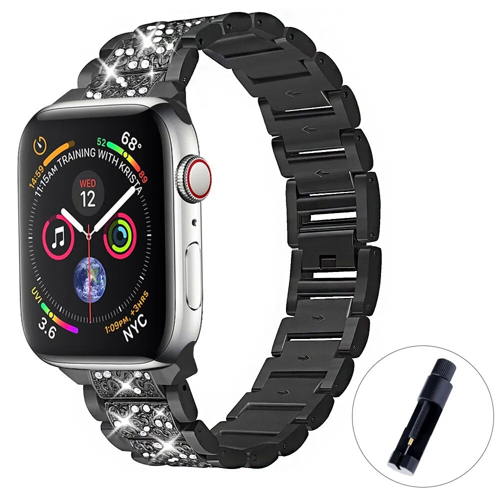 Bracelet de montre Apple en diamant Bling