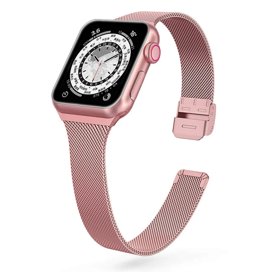 Schmal geschnittenes Metallarmband für die Apple Watch