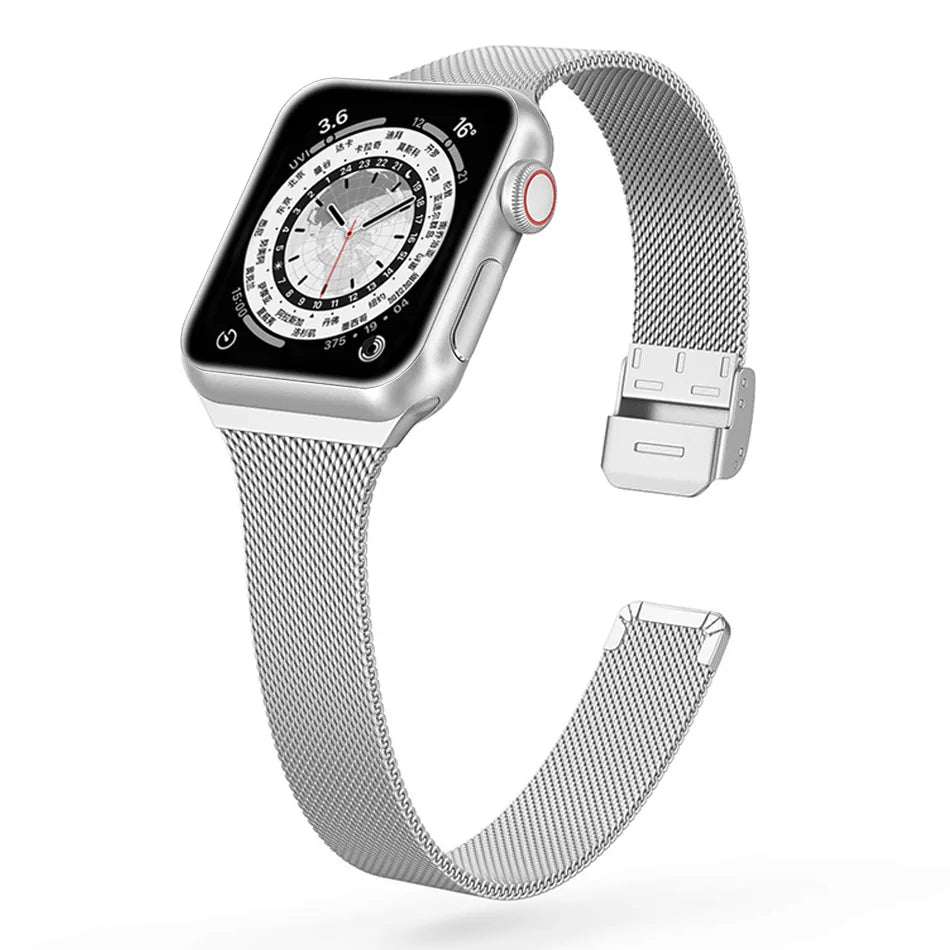 Schmal geschnittenes Metallarmband für die Apple Watch