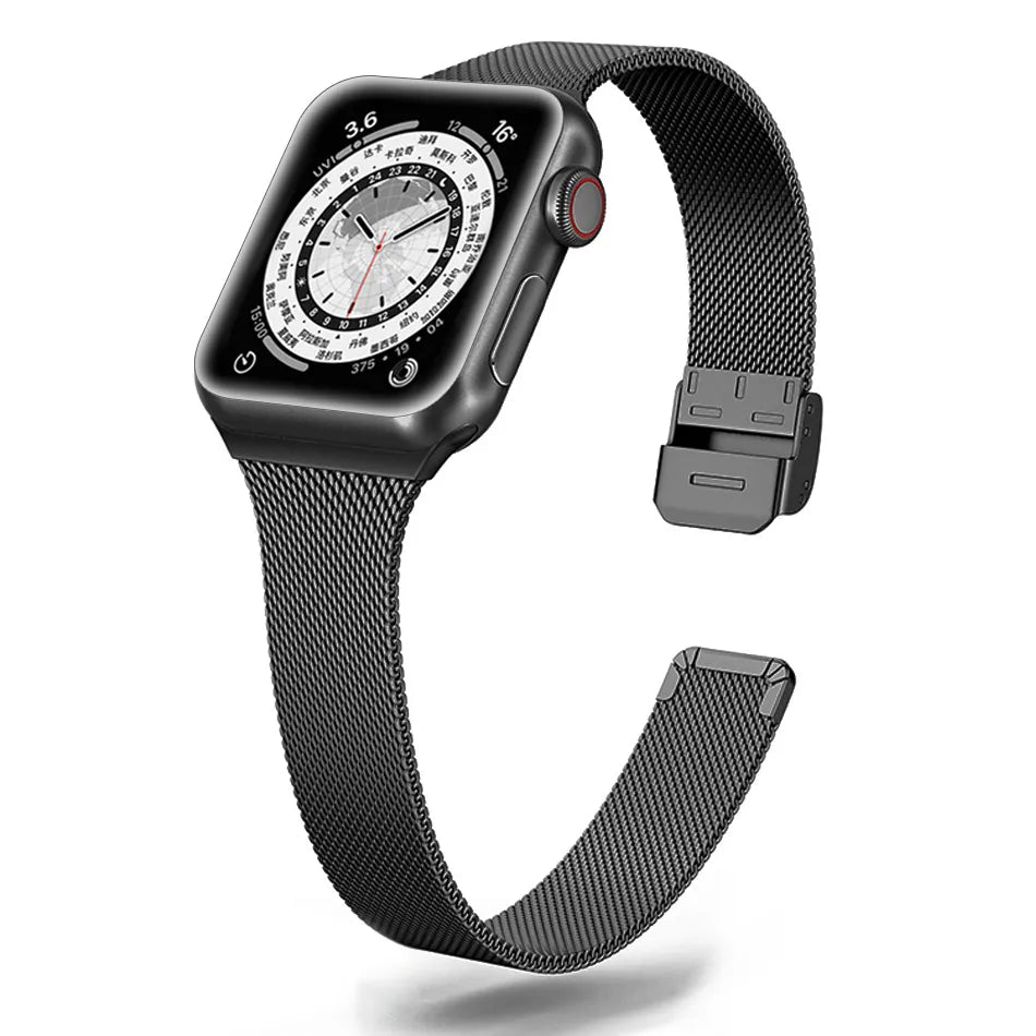 Schmal geschnittenes Metallarmband für die Apple Watch