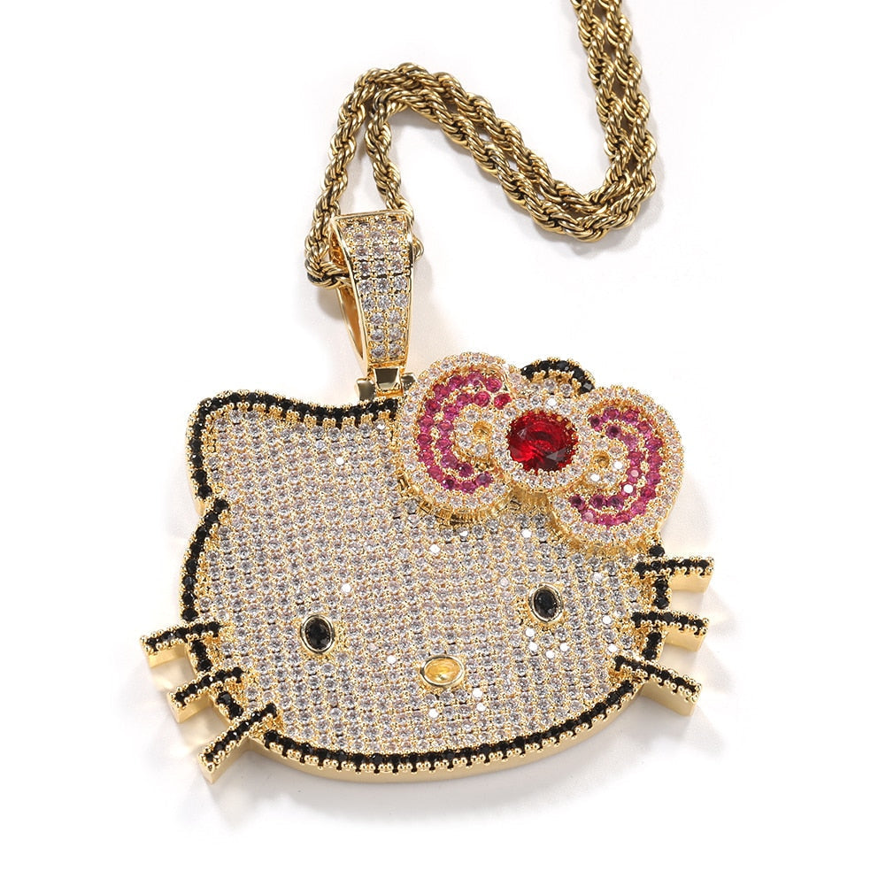 Iced Out Kätzchen Halskette