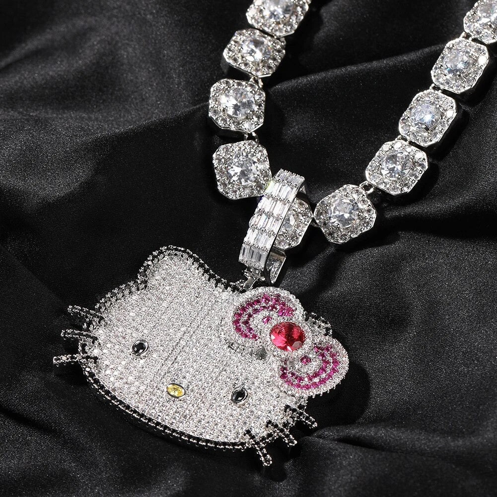 Iced Out Kätzchen Halskette