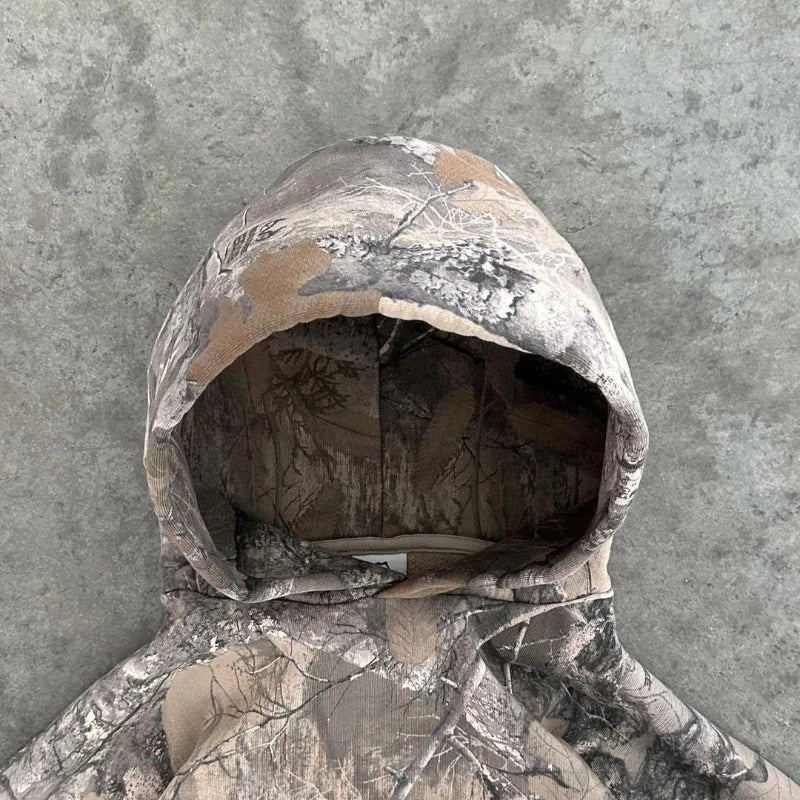 Retro Hoodie Männer Bedruckte Übergroße Camouflage Muster Grafik Hoodies