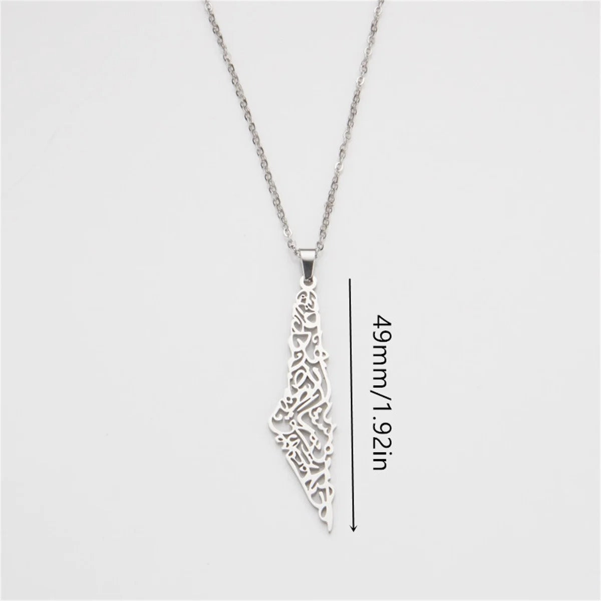 Collier en acier inoxydable avec carte de la Palestine pour homme et femme